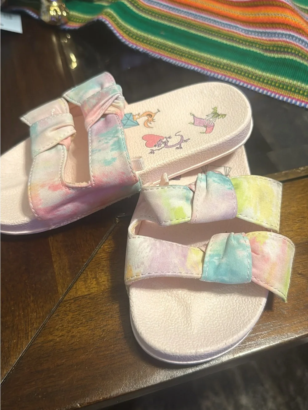 Kids Tie-Dye Slide Sandals - Pastel Multi